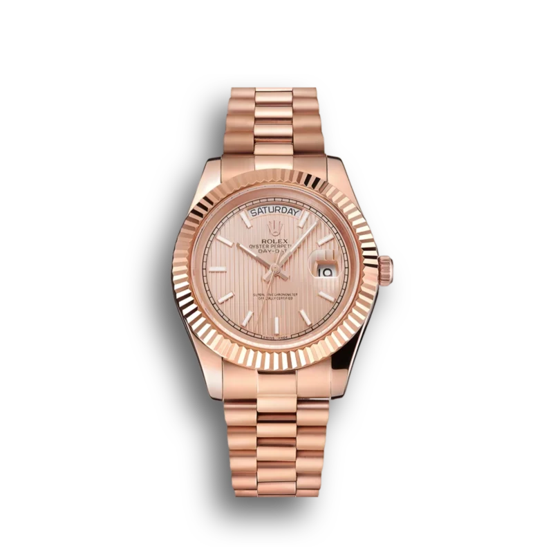 Super Clone Rolex Day-Date 40 Rose Gold Etched Dial Rose Gold Case And Bracelet