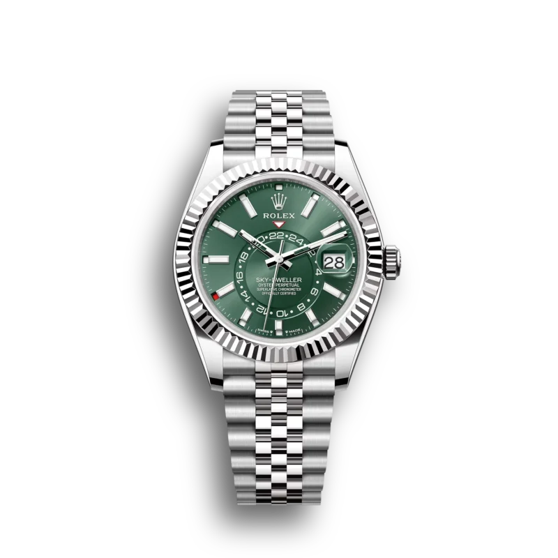 Rolex Sky-Dweller: 42 mm, White gold with a mint green dial and a Jubilee bracelet, m336934-0002