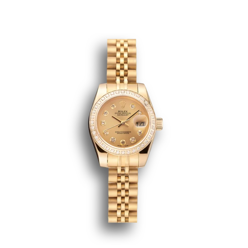 Super Clone Rolex Lady-Datejust Champagne Dial Diamond Bezel Gold Jubilee Bracelet 1454096