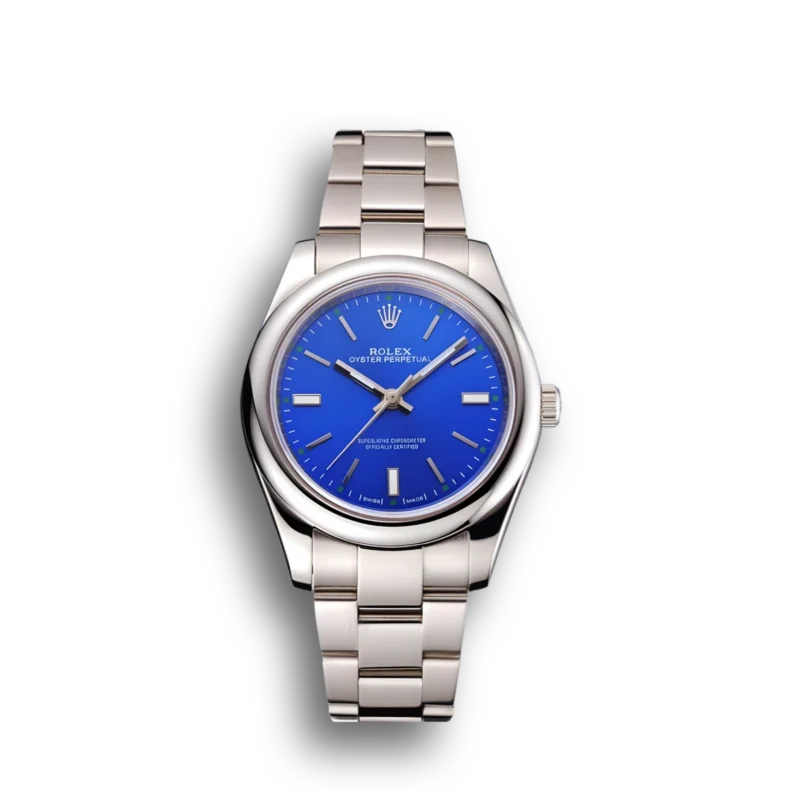 Rolex Oyster Perpetual Blue Dial Stainless Steel Case And Bracelet